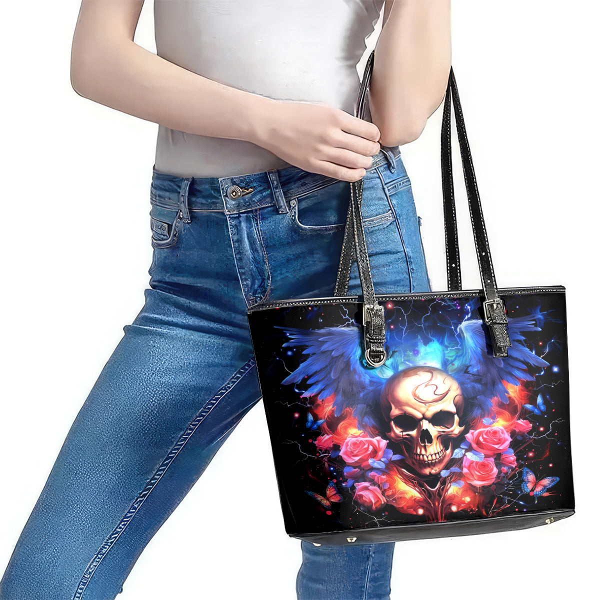 Fairy Skull Leather Tote Bag Assuming I Was Like Most Girls Was Your First Mistake - Wonder Print Shop