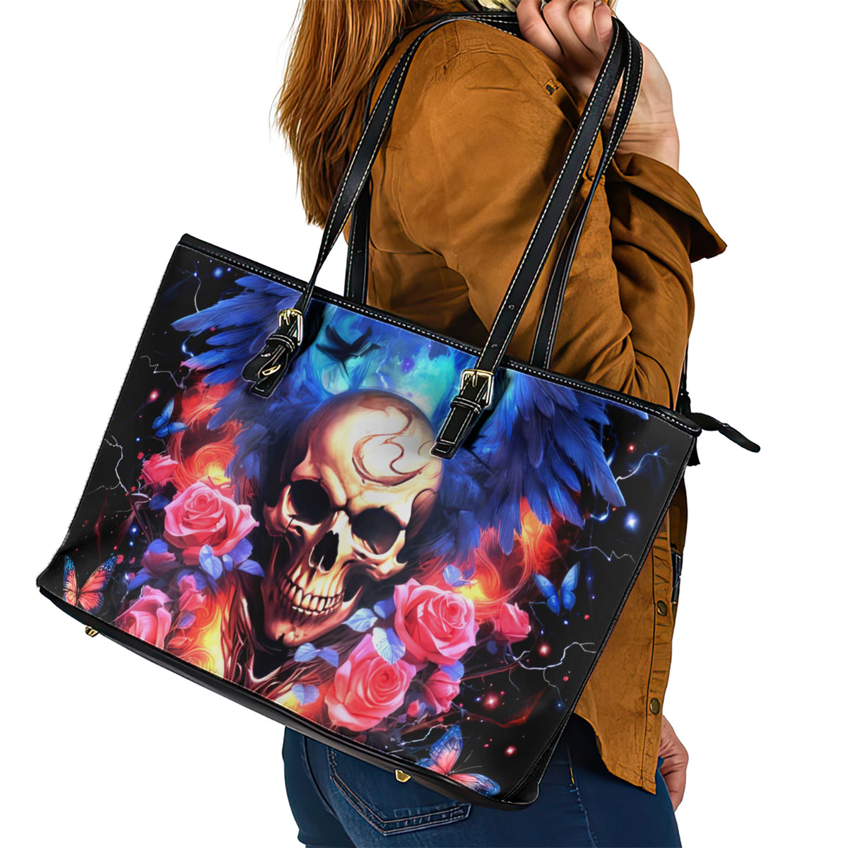 Fairy Skull Leather Tote Bag Assuming I Was Like Most Girls Was Your First Mistake - Wonder Print Shop