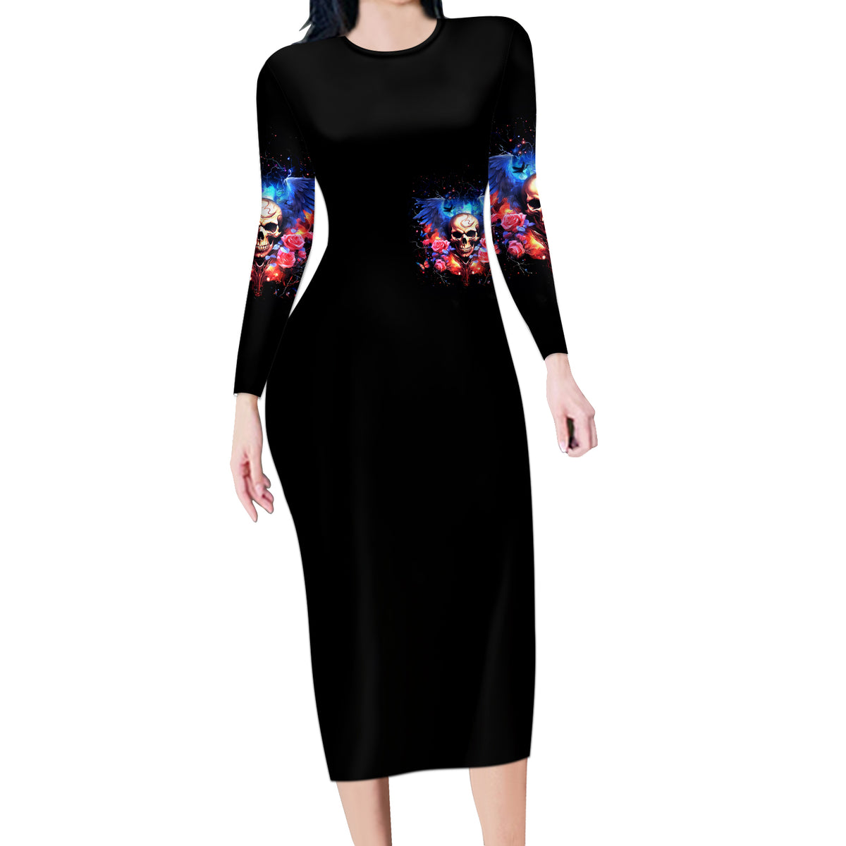 Fairy Skull Long Sleeve Bodycon Dress Assuming I Was Like Most Girls Was Your First Mistake - Wonder Print Shop
