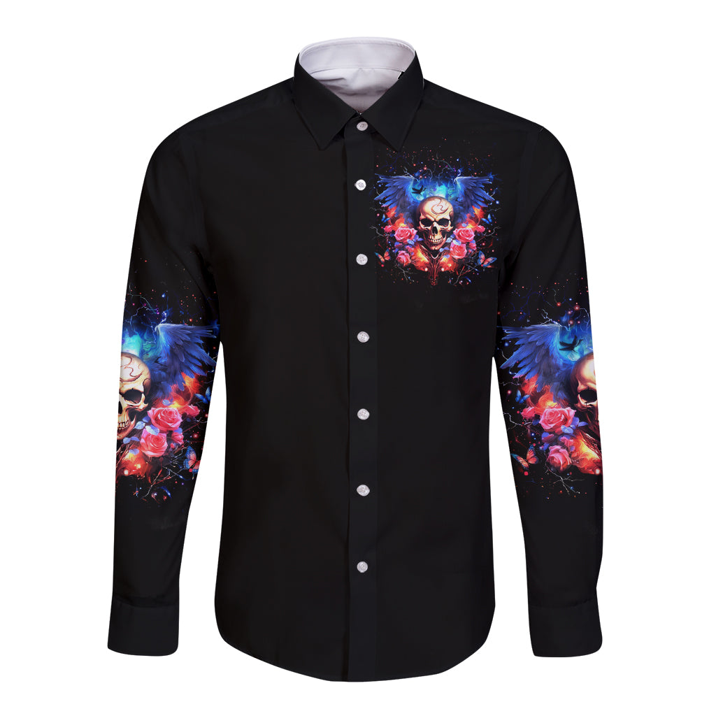 Fairy Skull Long Sleeve Button Shirt Assuming I Was Like Most Girls Was Your First Mistake - Wonder Print Shop