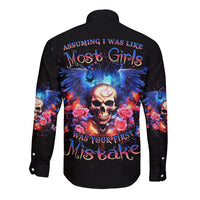 Fairy Skull Long Sleeve Button Shirt Assuming I Was Like Most Girls Was Your First Mistake - Wonder Print Shop