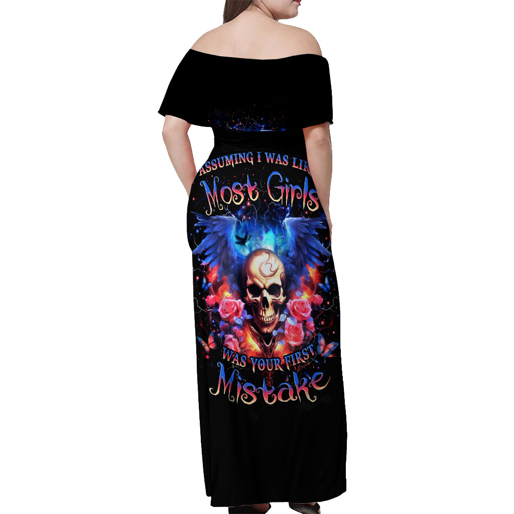 Fairy Skull Off Shoulder Maxi Dress Assuming I Was Like Most Girls Was Your First Mistake - Wonder Print Shop