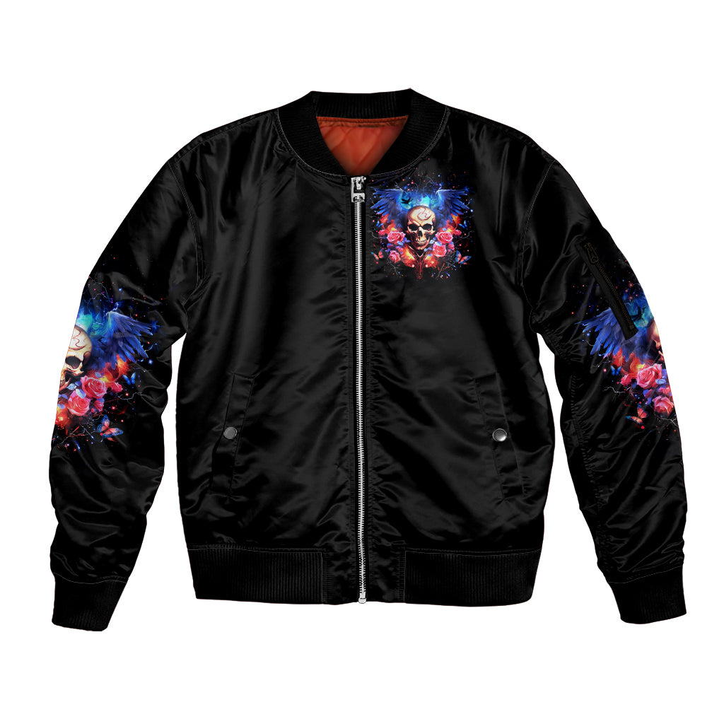 Fairy Skull Sleeve Zip Bomber Jacket Assuming I Was Like Most Girls Was Your First Mistake - Wonder Print Shop