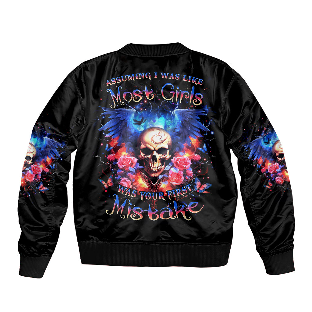 Fairy Skull Sleeve Zip Bomber Jacket Assuming I Was Like Most Girls Was Your First Mistake - Wonder Print Shop