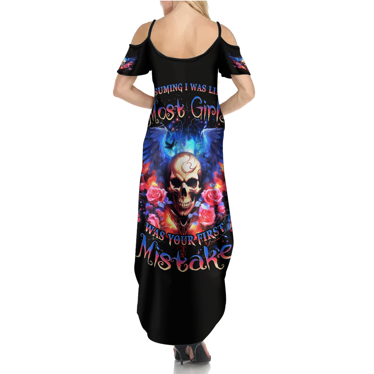 Fairy Skull Summer Maxi Dress Assuming I Was Like Most Girls Was Your First Mistake - Wonder Print Shop