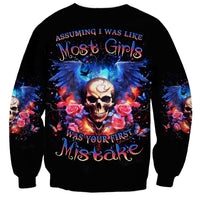 Fairy Skull Sweatshirt Assuming I Was Like Most Girls Was Your First Mistake - Wonder Print Shop