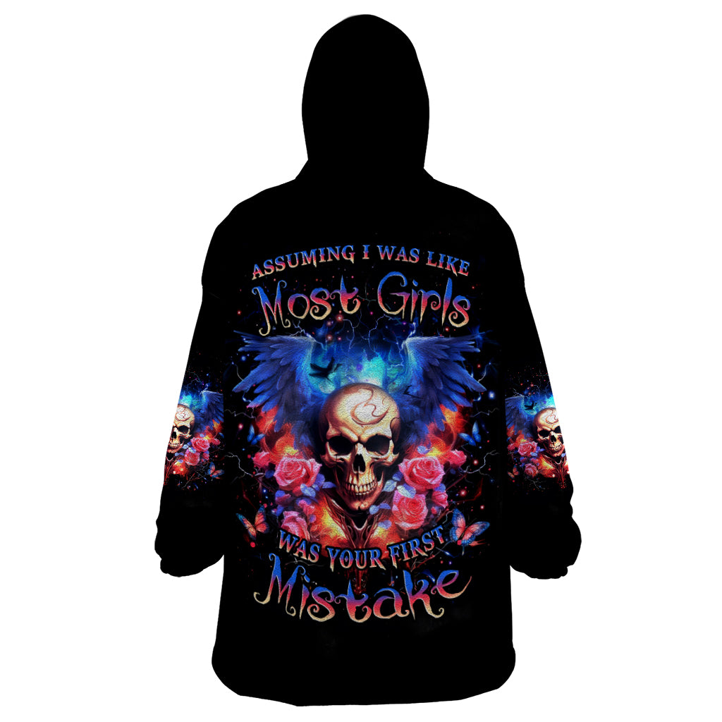 Fairy Skull Wearable Blanket Hoodie Assuming I Was Like Most Girls Was Your First Mistake - Wonder Print Shop