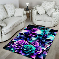 Rose Skull Area Rug Stuck Between IDK IDC And IDGAF - Wonder Print Shop