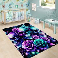 Rose Skull Area Rug Stuck Between IDK IDC And IDGAF - Wonder Print Shop