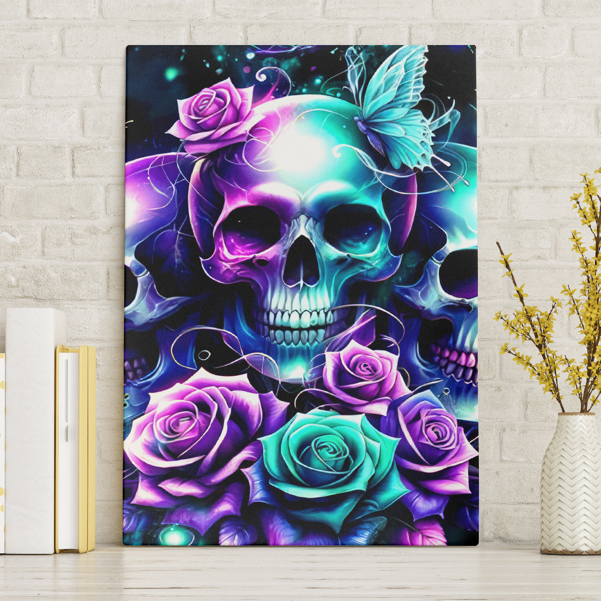 Rose Skull Canvas Wall Art Stuck Between IDK IDC And IDGAF - Wonder Print Shop