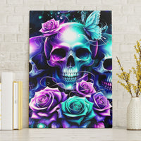 Rose Skull Canvas Wall Art Stuck Between IDK IDC And IDGAF - Wonder Print Shop