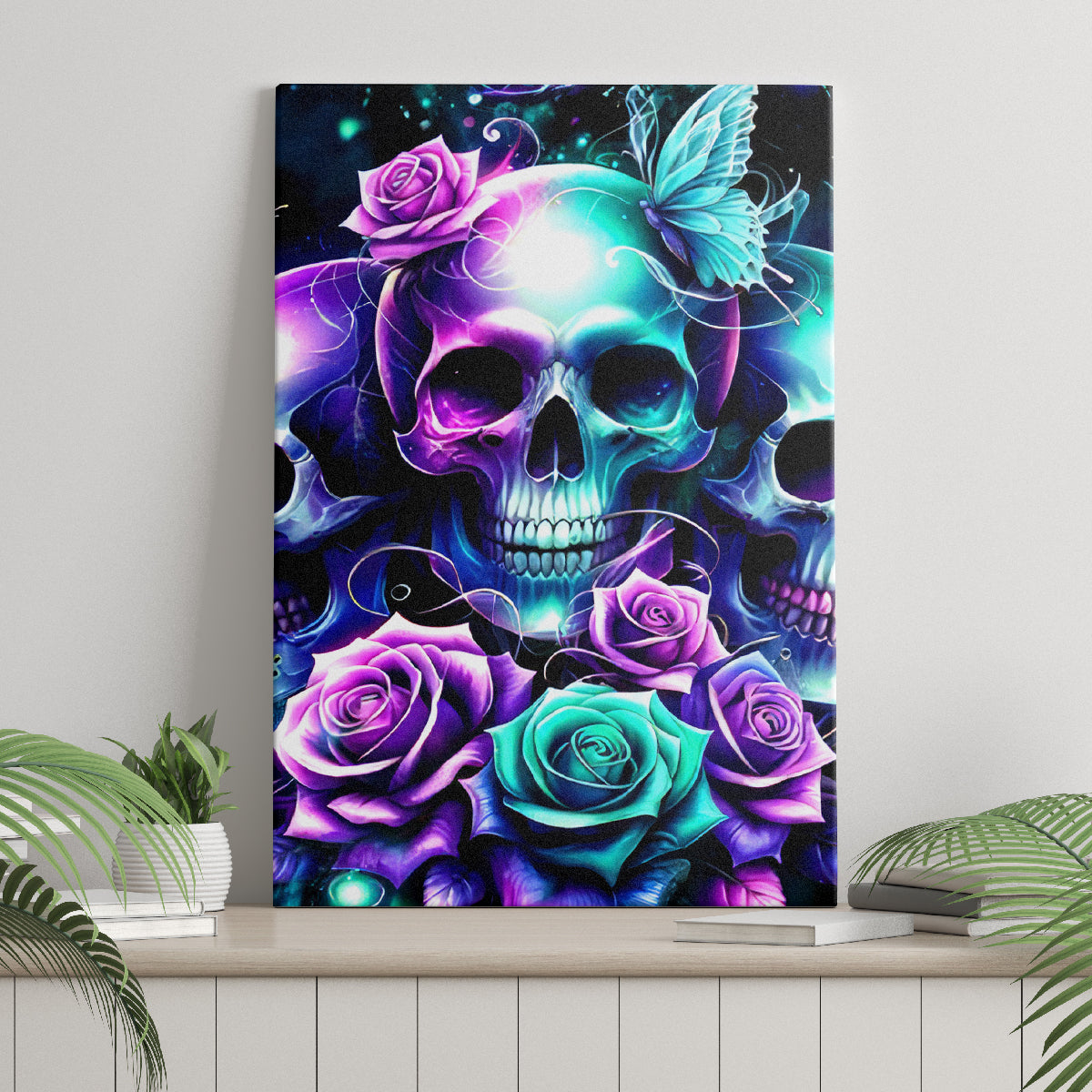 Rose Skull Canvas Wall Art Stuck Between IDK IDC And IDGAF - Wonder Print Shop