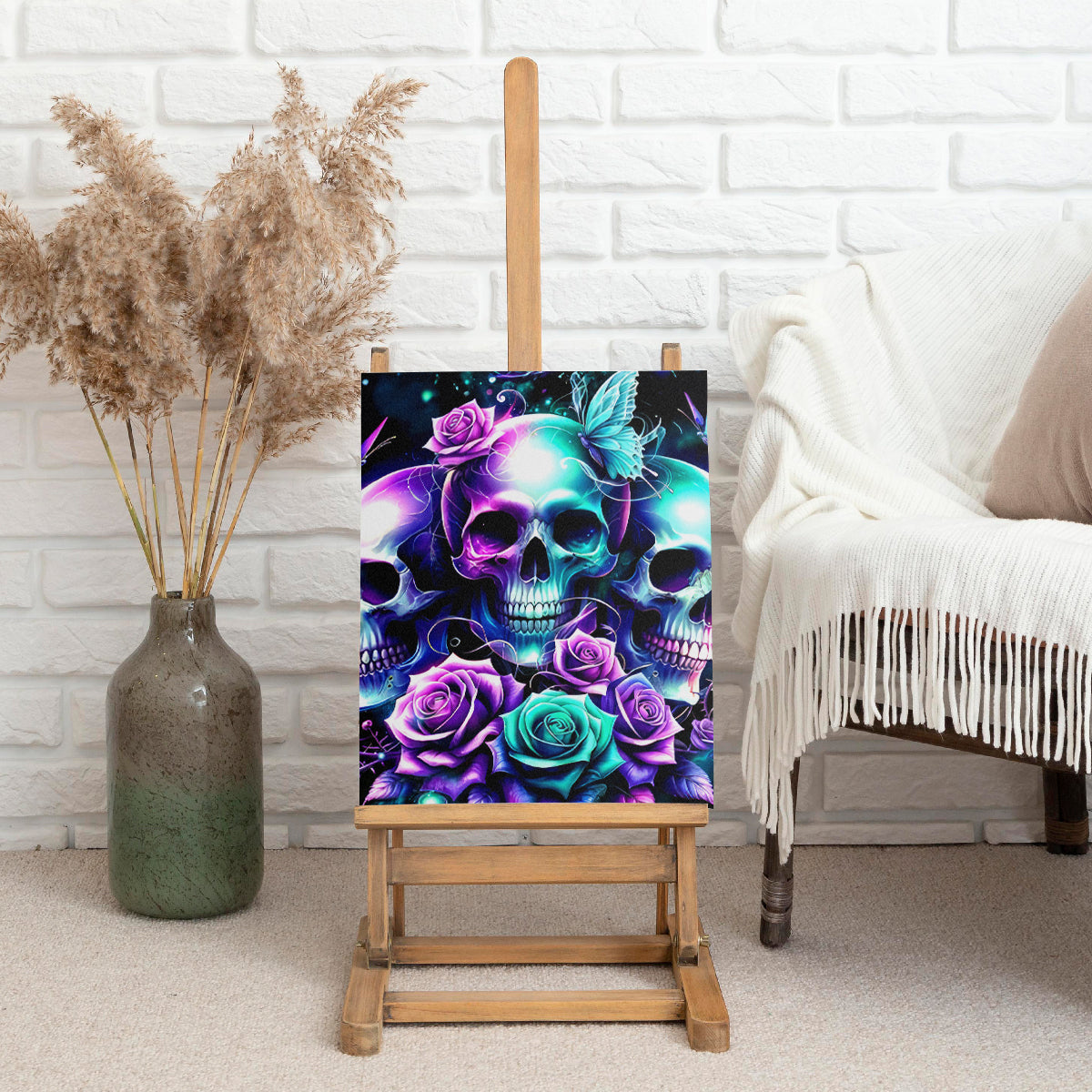 Rose Skull Canvas Wall Art Stuck Between IDK IDC And IDGAF - Wonder Print Shop