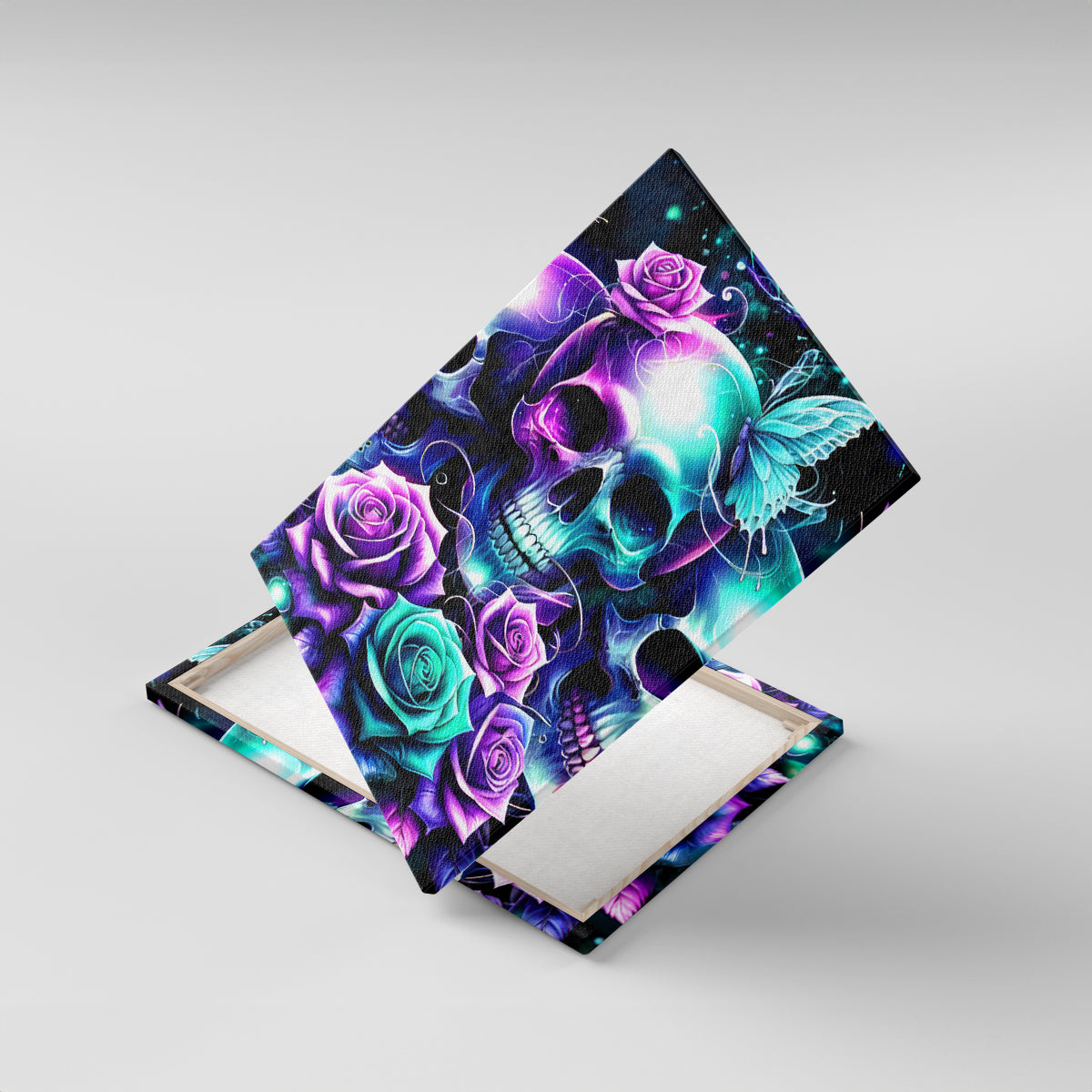 Rose Skull Canvas Wall Art Stuck Between IDK IDC And IDGAF - Wonder Print Shop