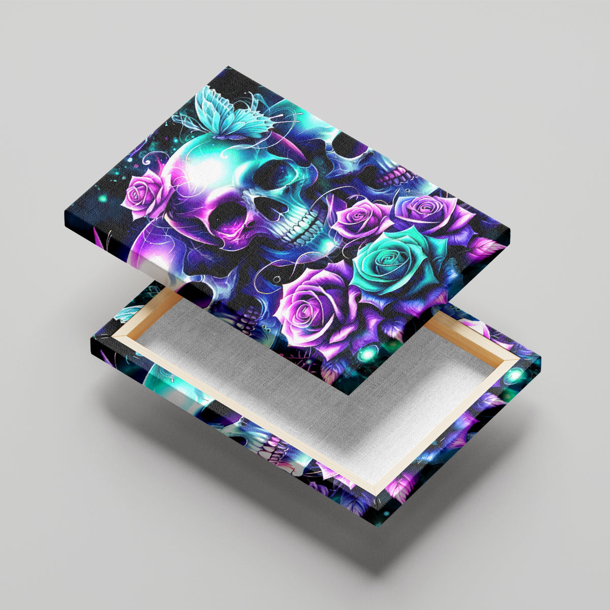 Rose Skull Canvas Wall Art Stuck Between IDK IDC And IDGAF - Wonder Print Shop