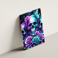 Rose Skull Canvas Wall Art Stuck Between IDK IDC And IDGAF - Wonder Print Shop