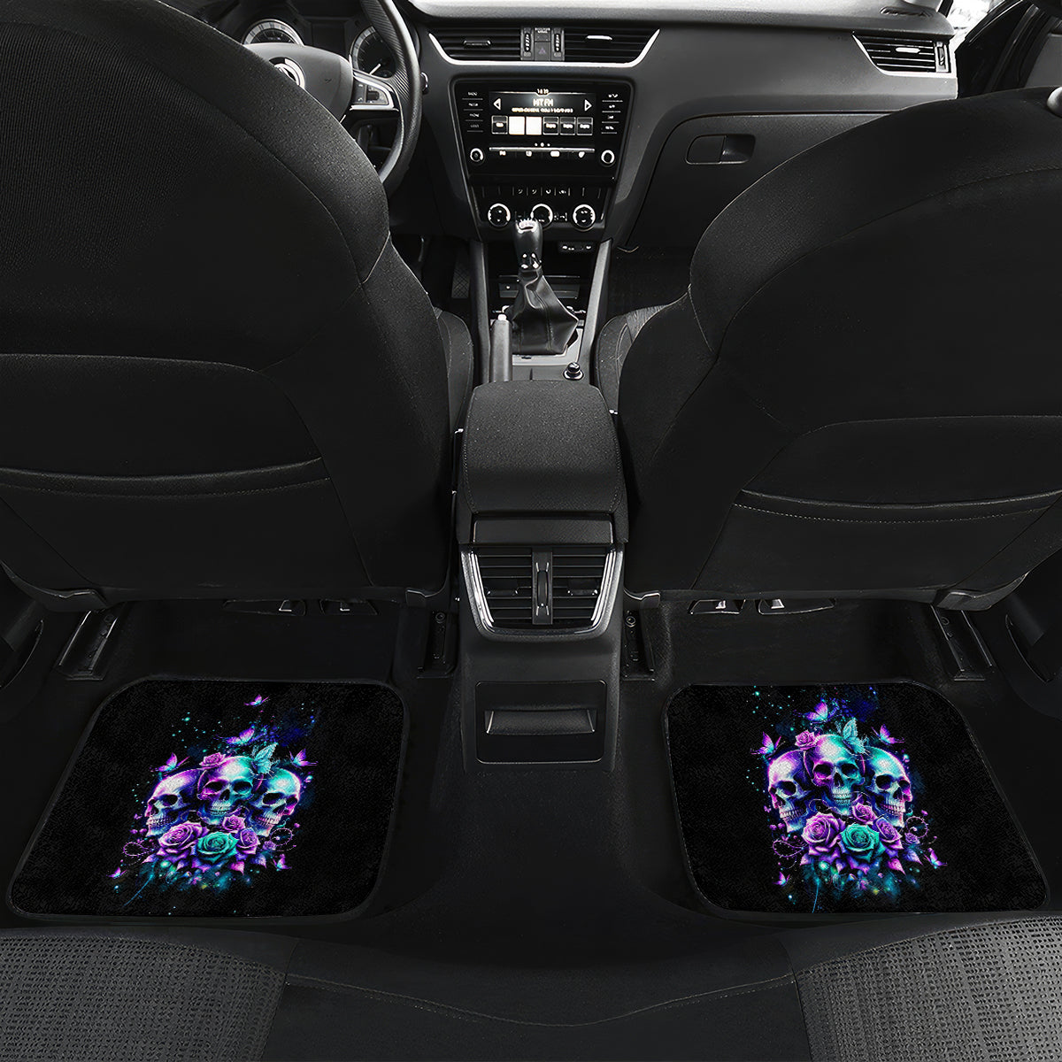 Rose Skull Car Mats Stuck Between IDK IDC And IDGAF - Wonder Print Shop