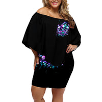 Rose Skull Family Matching Off Shoulder Short Dress and Hawaiian Shirt Stuck Between IDK IDC And IDGAF - Wonder Print Shop