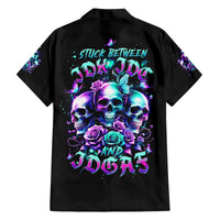 Rose Skull Family Matching Puletasi and Hawaiian Shirt Stuck Between IDK IDC And IDGAF - Wonder Print Shop