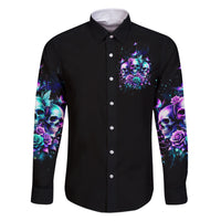 Rose Skull Family Matching Short Sleeve Bodycon Dress and Hawaiian Shirt Stuck Between IDK IDC And IDGAF - Wonder Print Shop