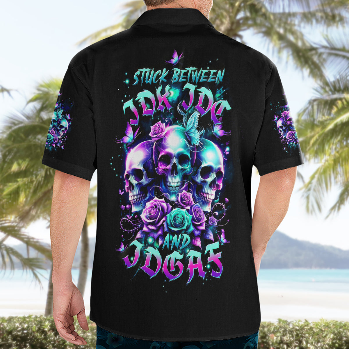 Rose Skull Hawaiian Shirt Stuck Between IDK IDC And IDGAF - Wonder Print Shop