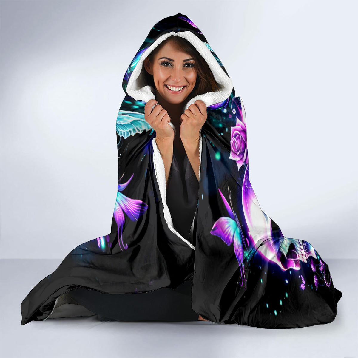 Rose Skull Hooded Blanket Stuck Between IDK IDC And IDGAF