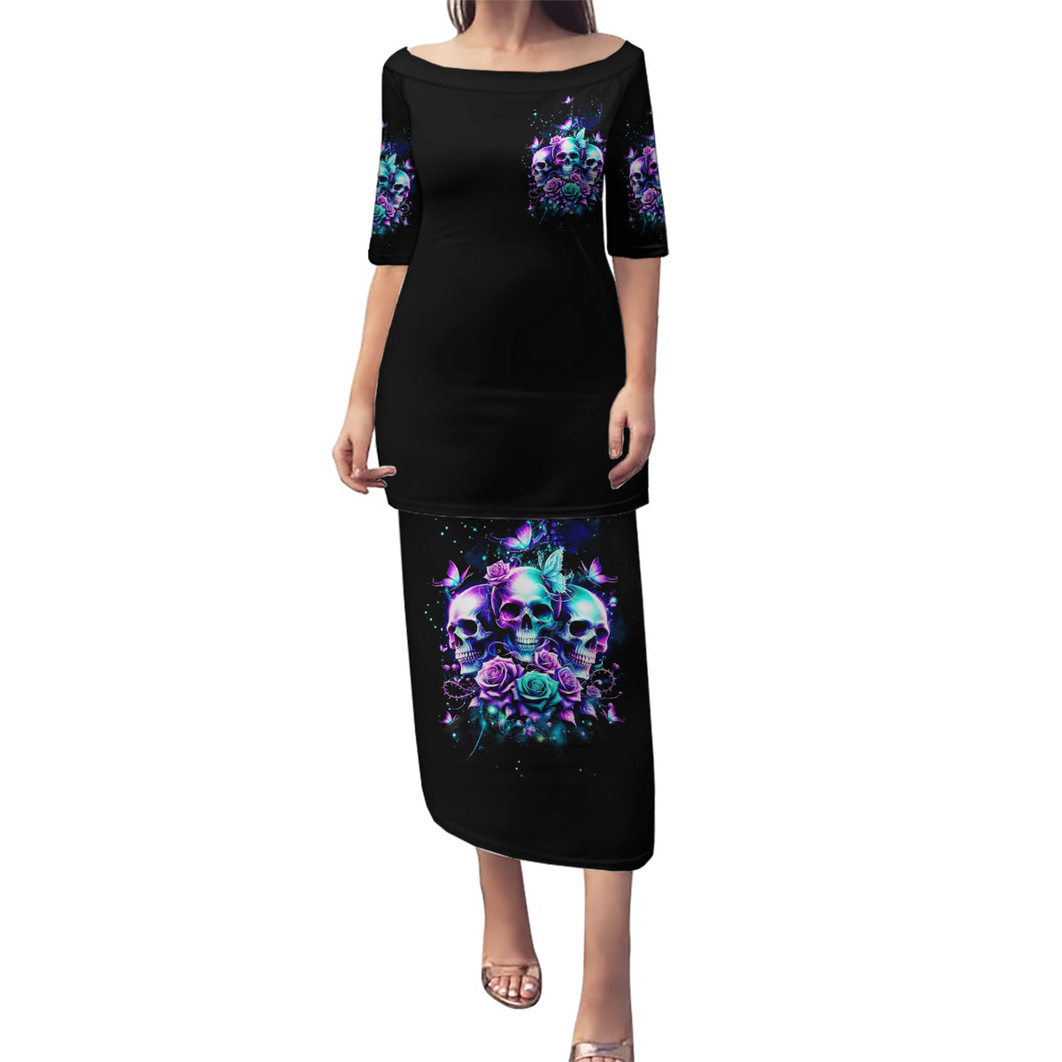 Rose Skull Puletasi Stuck Between IDK IDC And IDGAF - Wonder Print Shop