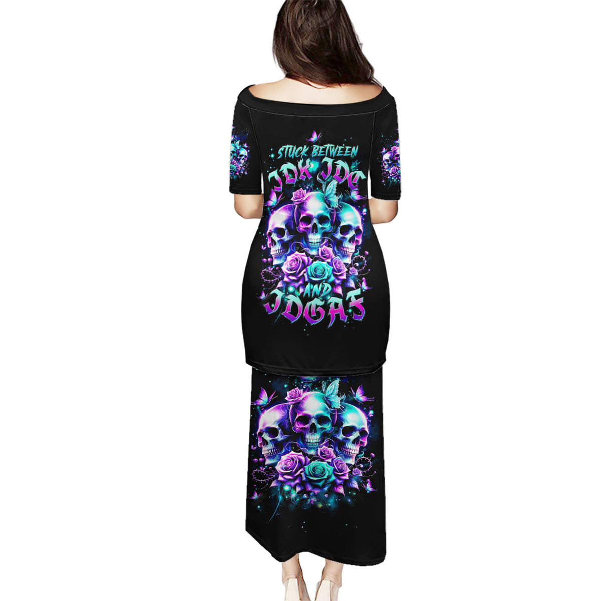 Rose Skull Puletasi Stuck Between IDK IDC And IDGAF - Wonder Print Shop