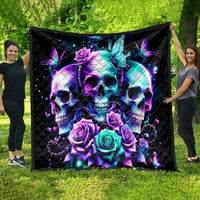 Rose Skull Quilt Stuck Between IDK IDC And IDGAF - Wonder Print Shop