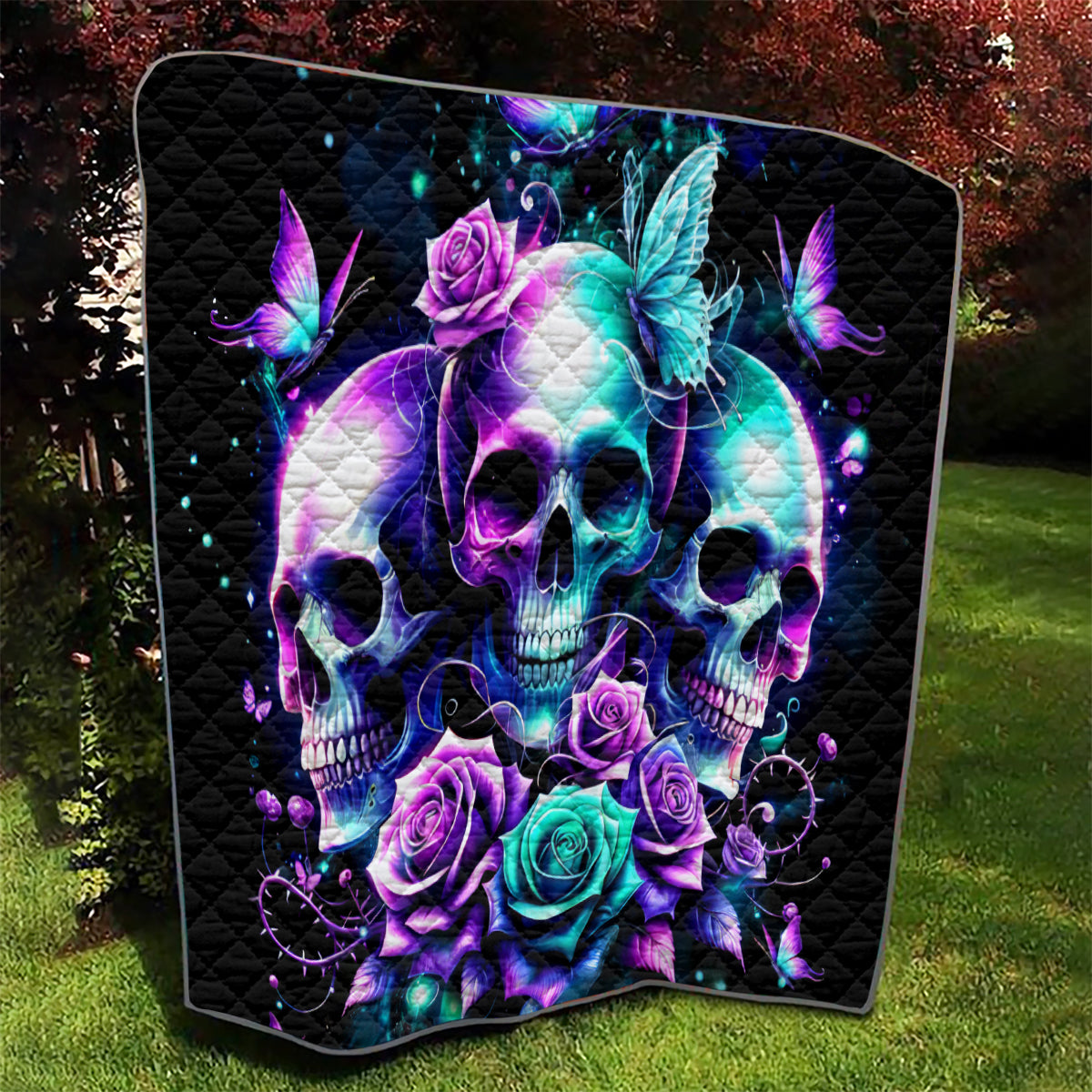 Rose Skull Quilt Stuck Between IDK IDC And IDGAF - Wonder Print Shop
