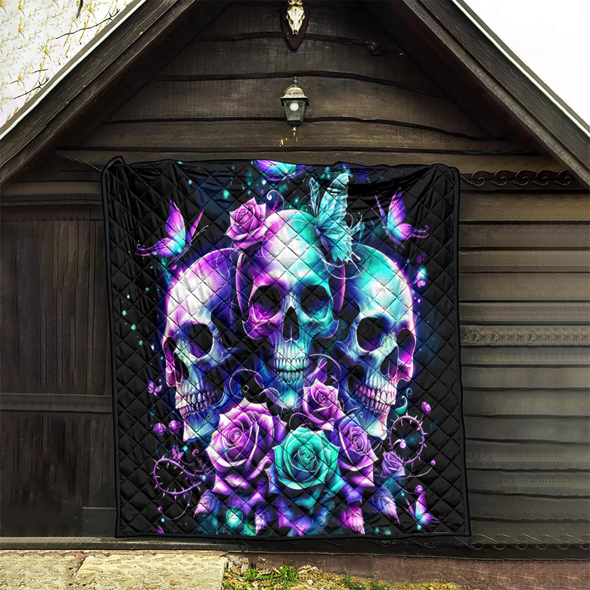 Rose Skull Quilt Stuck Between IDK IDC And IDGAF - Wonder Print Shop