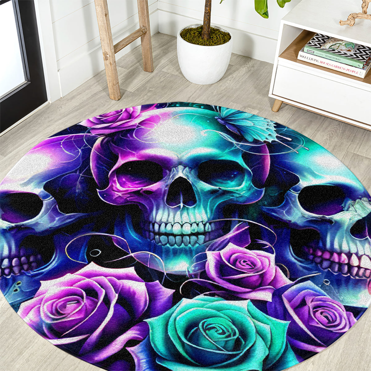 Rose Skull Round Carpet Stuck Between IDK IDC And IDGAF