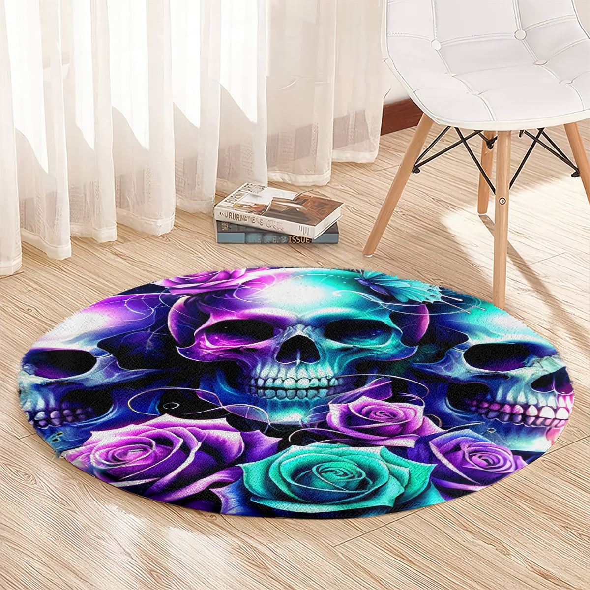 Rose Skull Round Carpet Stuck Between IDK IDC And IDGAF