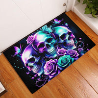 Rose Skull Rubber Doormat Stuck Between IDK IDC And IDGAF - Wonder Print Shop