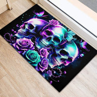 Rose Skull Rubber Doormat Stuck Between IDK IDC And IDGAF - Wonder Print Shop
