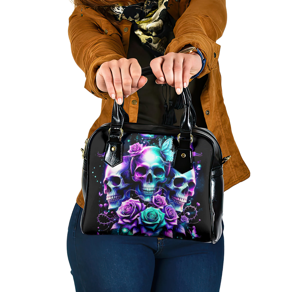 Rose Skull Shoulder Handbag Stuck Between IDK IDC And IDGAF