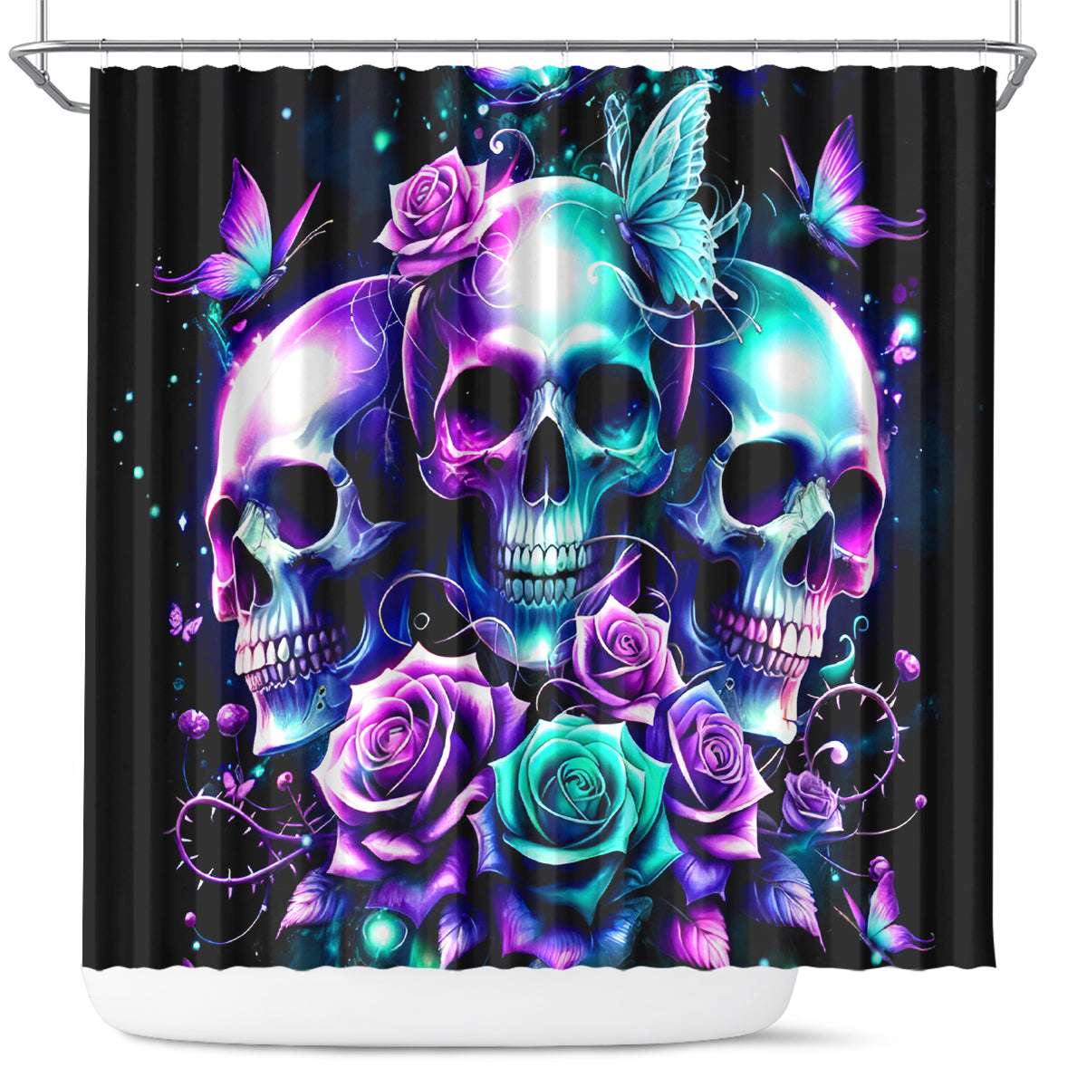 Rose Skull Shower Curtain Stuck Between IDK IDC And IDGAF