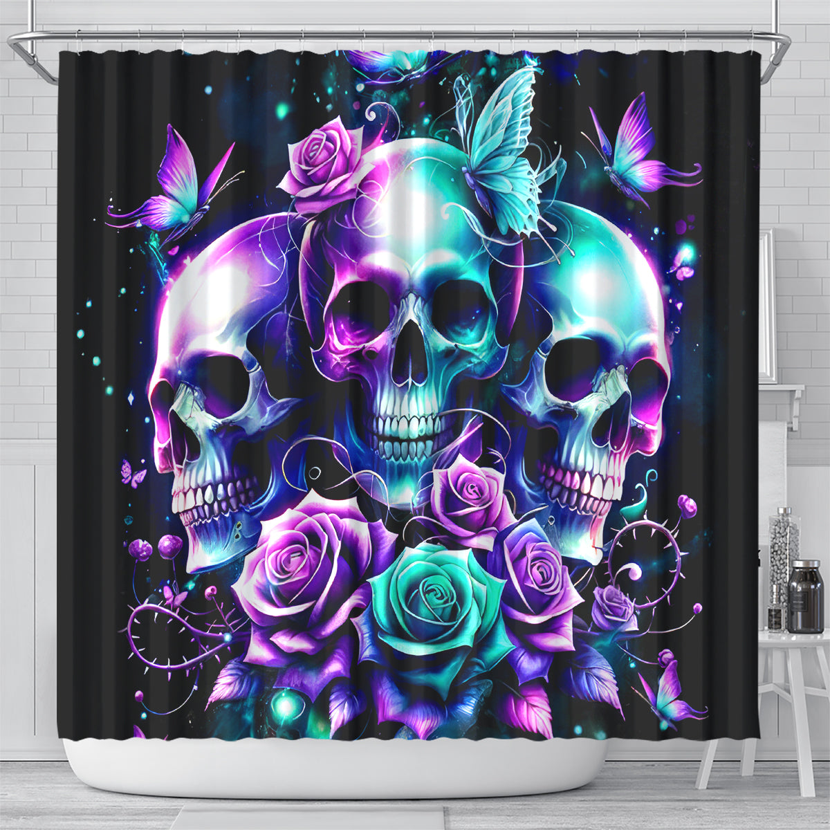 Rose Skull Shower Curtain Stuck Between IDK IDC And IDGAF