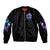 Rose Skull Sleeve Zip Bomber Jacket Stuck Between IDK IDC And IDGAF - Wonder Print Shop