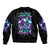 Rose Skull Sleeve Zip Bomber Jacket Stuck Between IDK IDC And IDGAF - Wonder Print Shop