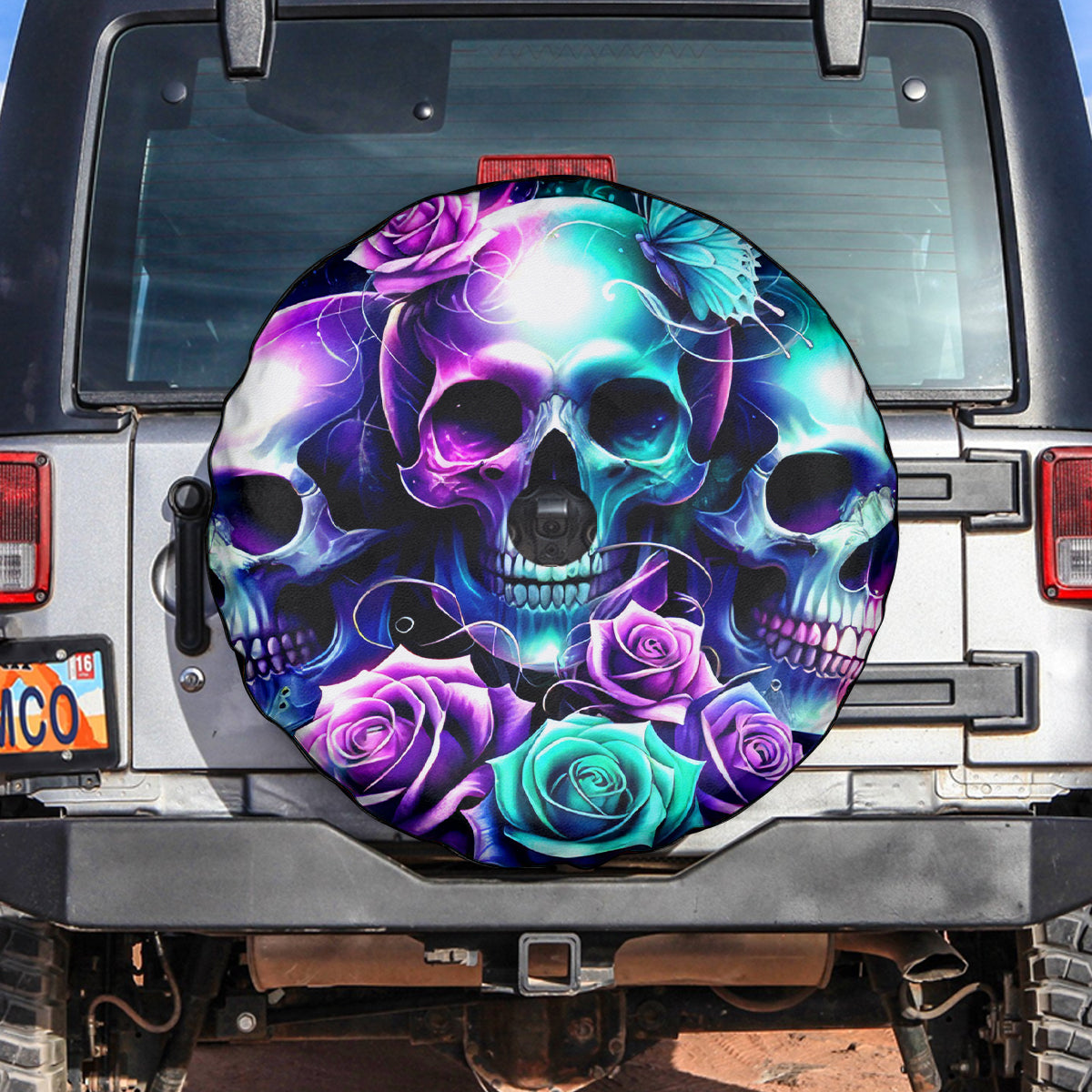 Rose Skull Spare Tire Cover Stuck Between IDK IDC And IDGAF - Wonder Print Shop