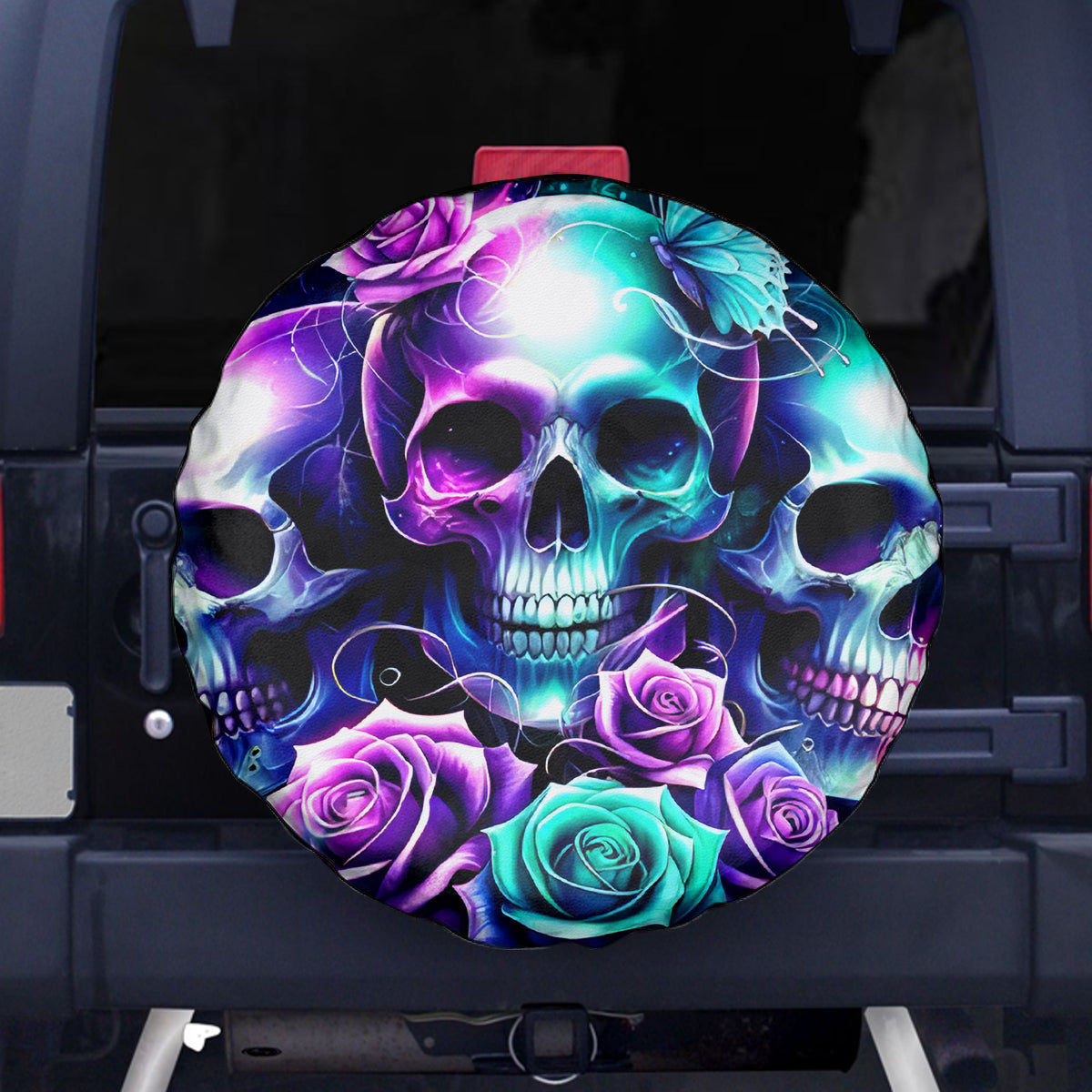 Rose Skull Spare Tire Cover Stuck Between IDK IDC And IDGAF - Wonder Print Shop