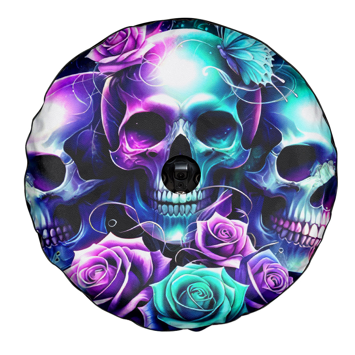 Rose Skull Spare Tire Cover Stuck Between IDK IDC And IDGAF - Wonder Print Shop