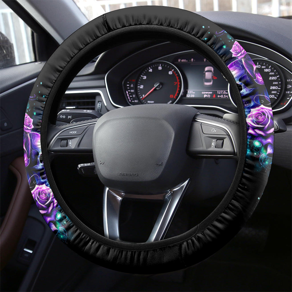 Rose Skull Steering Wheel Cover Stuck Between IDK IDC And IDGAF - Wonder Print Shop