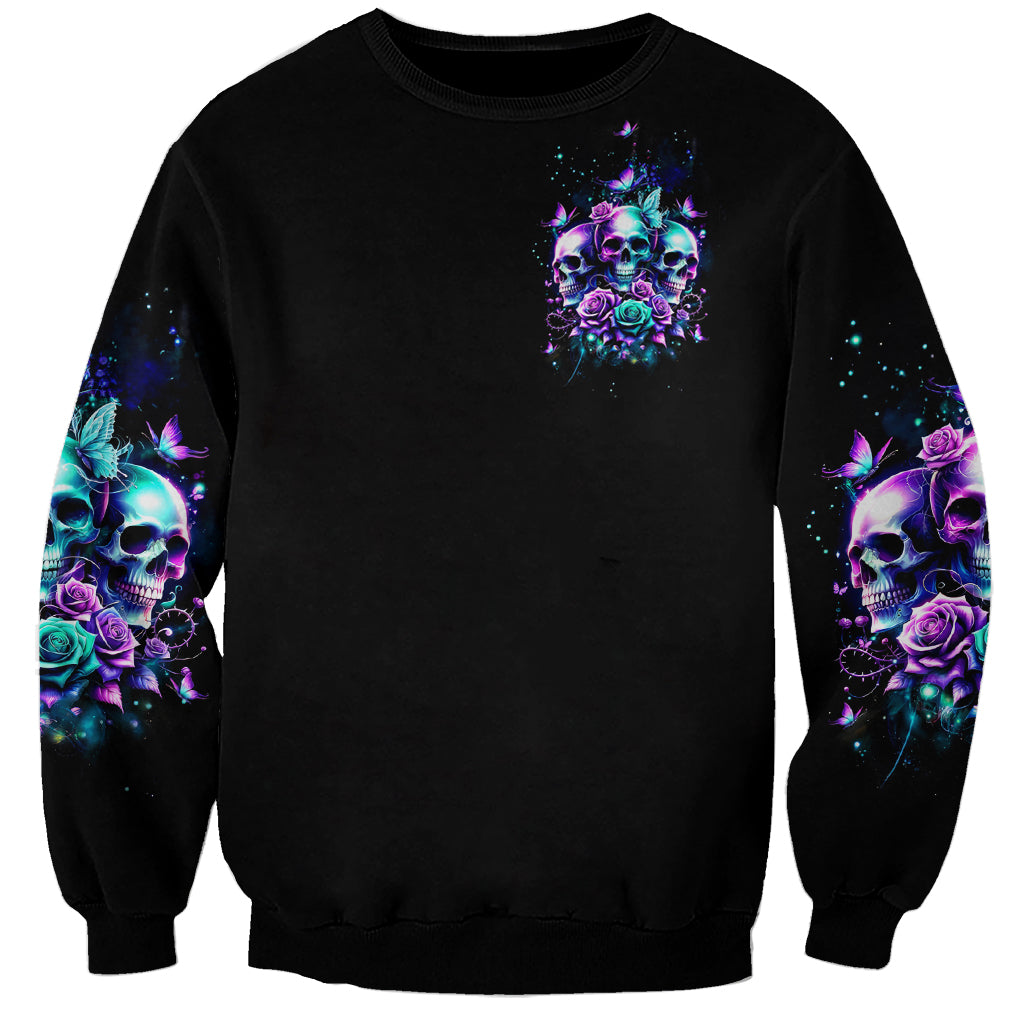 Rose Skull Sweatshirt Stuck Between IDK IDC And IDGAF - Wonder Print Shop