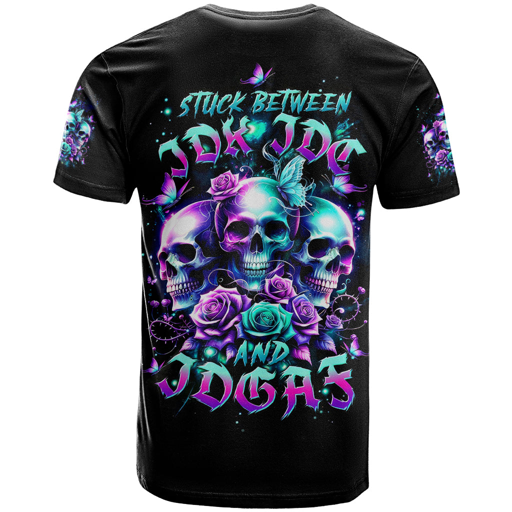 Rose Skull T Shirt Stuck Between IDK IDC And IDGAF - Wonder Print Shop