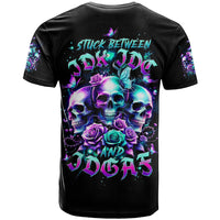 Rose Skull T Shirt Stuck Between IDK IDC And IDGAF - Wonder Print Shop