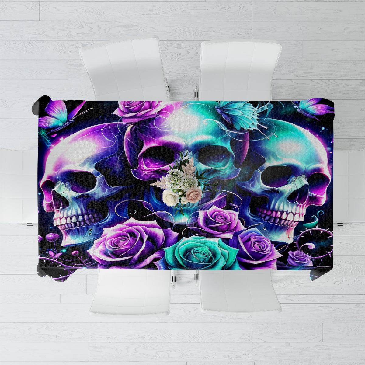 Rose Skull Tablecloth Stuck Between IDK IDC And IDGAF - Wonder Print Shop