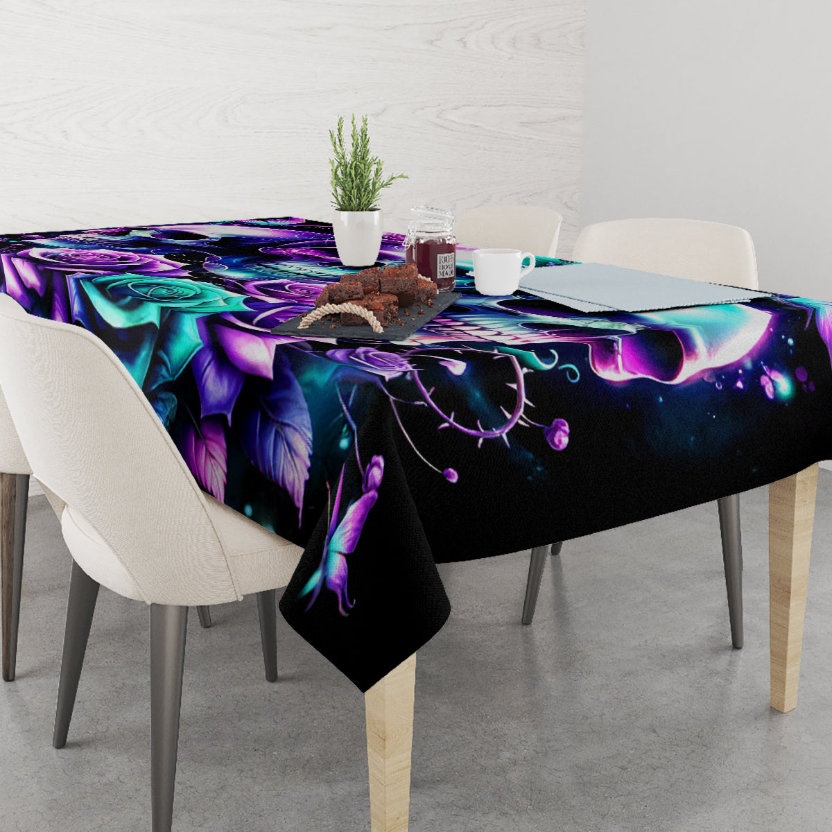 Rose Skull Tablecloth Stuck Between IDK IDC And IDGAF - Wonder Print Shop