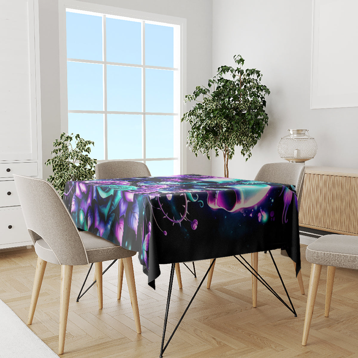 Rose Skull Tablecloth Stuck Between IDK IDC And IDGAF - Wonder Print Shop